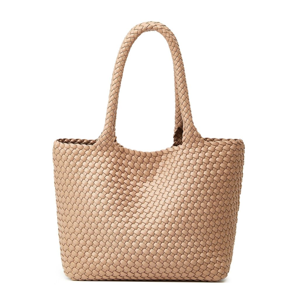 Woven Tote Bag Purse Vegan Leather Shoulder Handbags - Fashion Summer B)